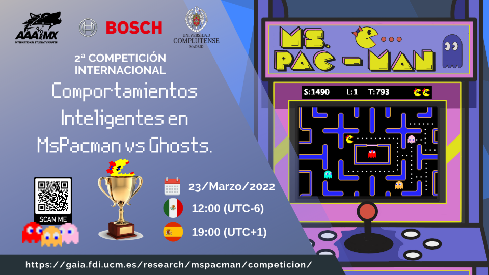 Cartel Competición MsPacMan vs Ghost